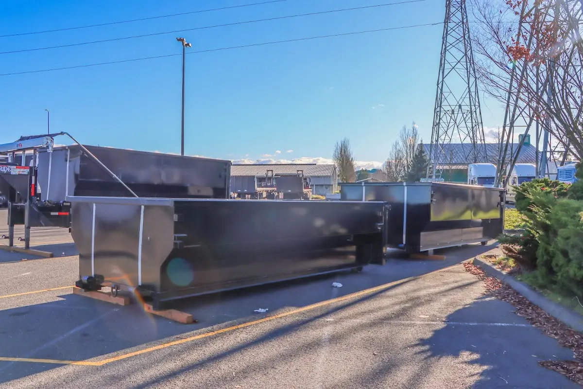 Roll-off dumpster ready for waste disposal at job site for Commercial Dumpster Rental in Wildwood